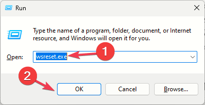 Команда wsreset.exe в Проводнике — ошибка Microsoft Store 0x00000005
