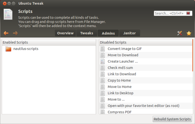 Добавление скриптов в Nautilus через Ubuntu Tweak