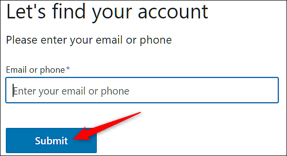 Форма ввода электронной почты или телефона для восстановления доступа