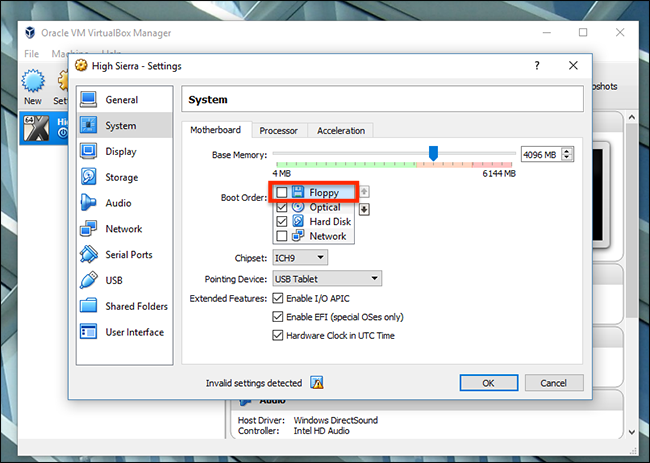 Отключение дискеты в настройках