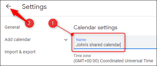 Изменение названия календаря в Google Calendar