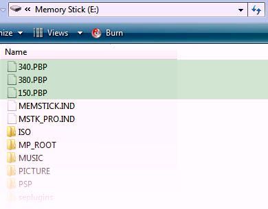 Окно интерфейса Pandora Installer на PSP