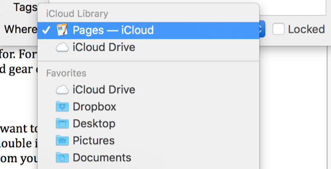 Папка Pages в iCloud Drive с файлами