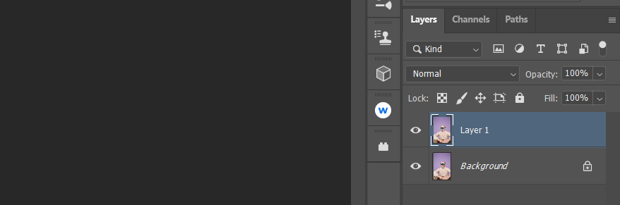 Создать дубликат слоя в панели слоёв