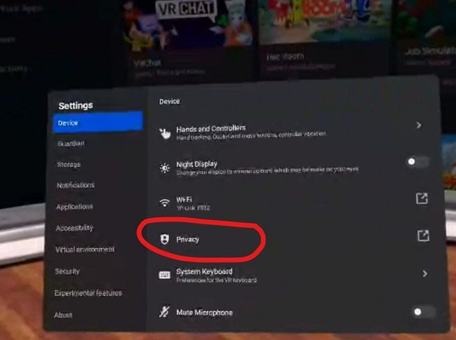 Настройки приватности Quest 2