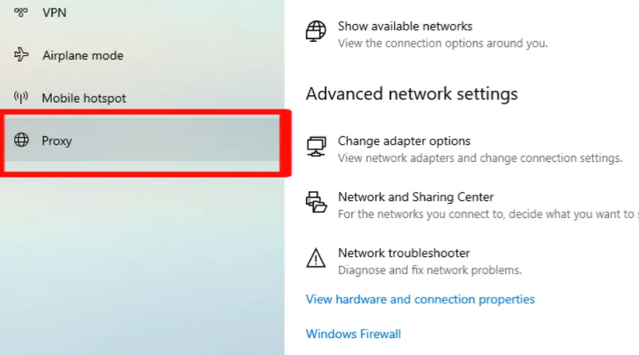 Sezione Proxy nelle Impostazioni di Windows 10