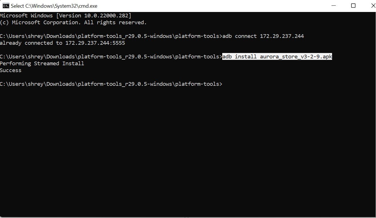 Успешная установка APK через ADB