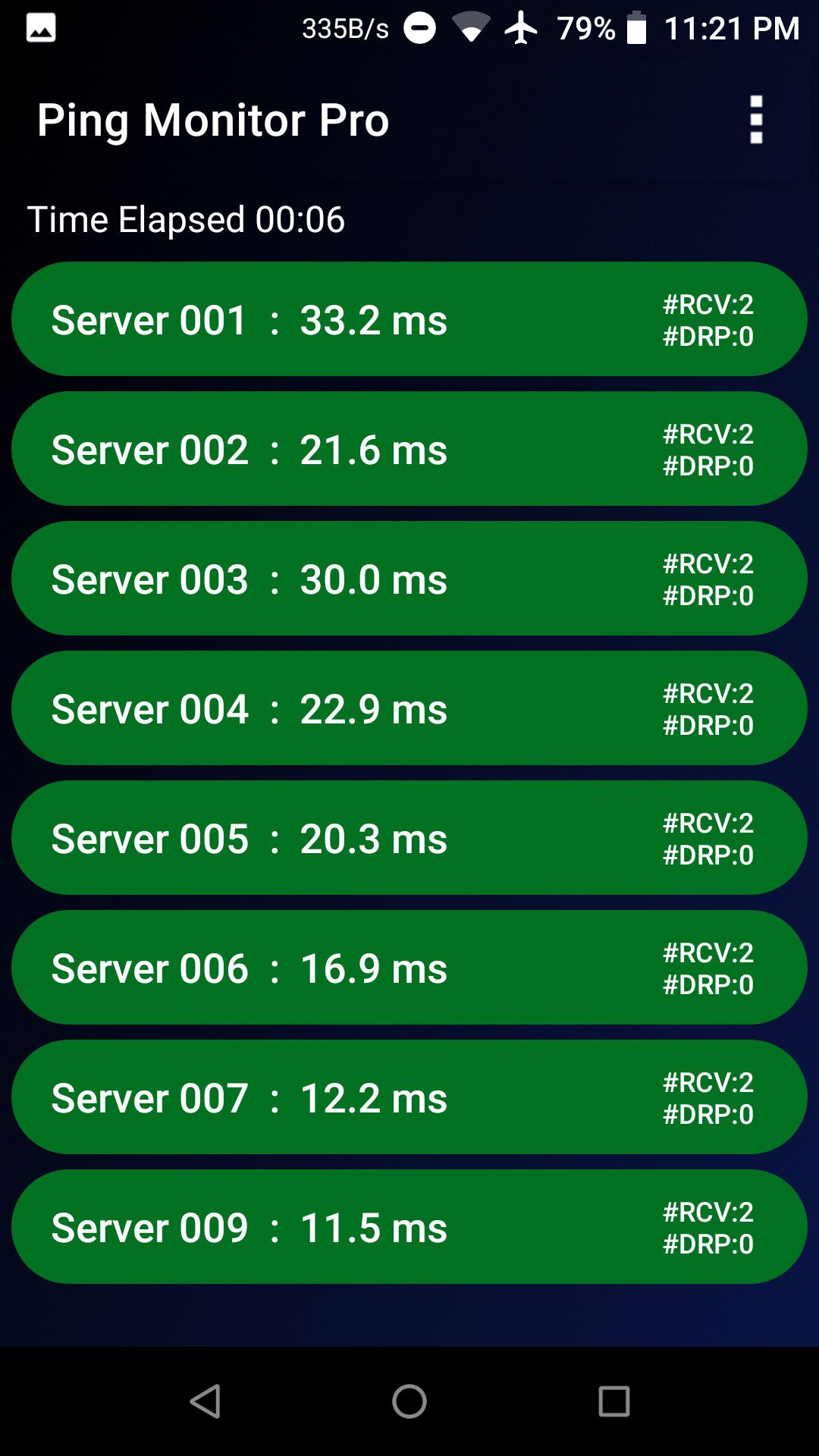 Ping monitor pro showing ping results of various machines