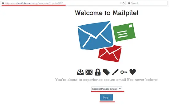 Экран приветствия Mailpile
