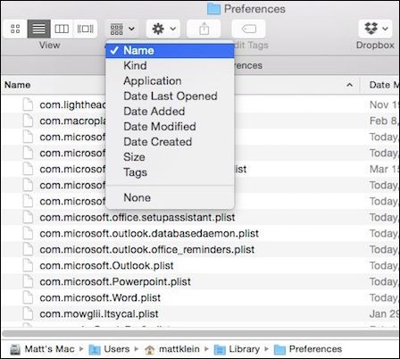 Скриншот: Список файлов Preferences с префиксом com.microsoft