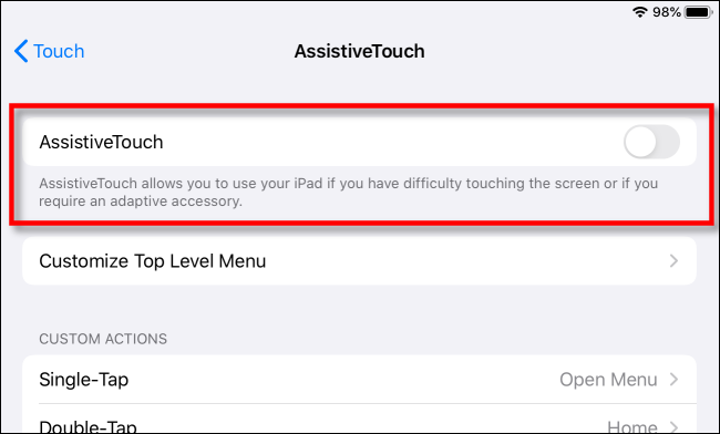 Кнопка AssistiveTouch в iPadOS