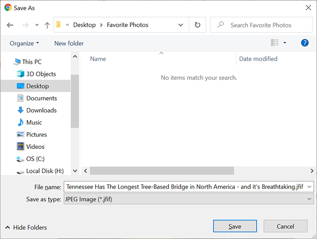 Сохранение изображения Pinterest на устройство через обычное окно сохранения.