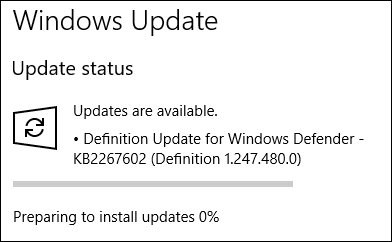 Обновления определений антивируса в Windows Update