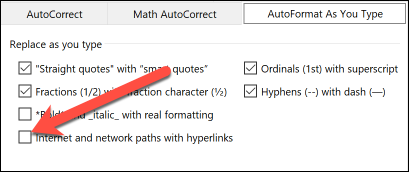 Скриншот: опция Интepнет- и сетевые пути заменять гиперссылками — флажок снят