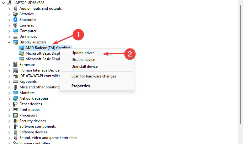 Обновление драйвера в Диспетчере устройств Windows