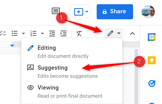 Кнопка переключения в режим «Предложения» в правом верхнем углу