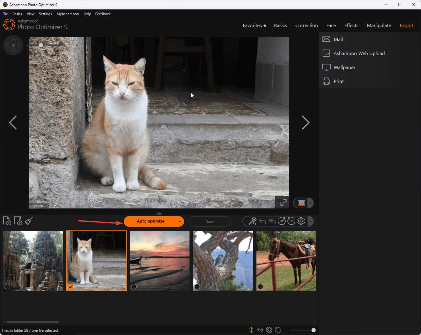 Кнопка автоматической оптимизации