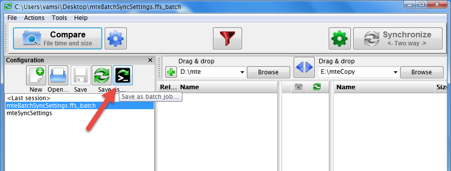 Сохранение задания как пакетной задачи