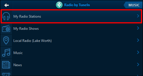 Меню My Radio Stations в Sonos