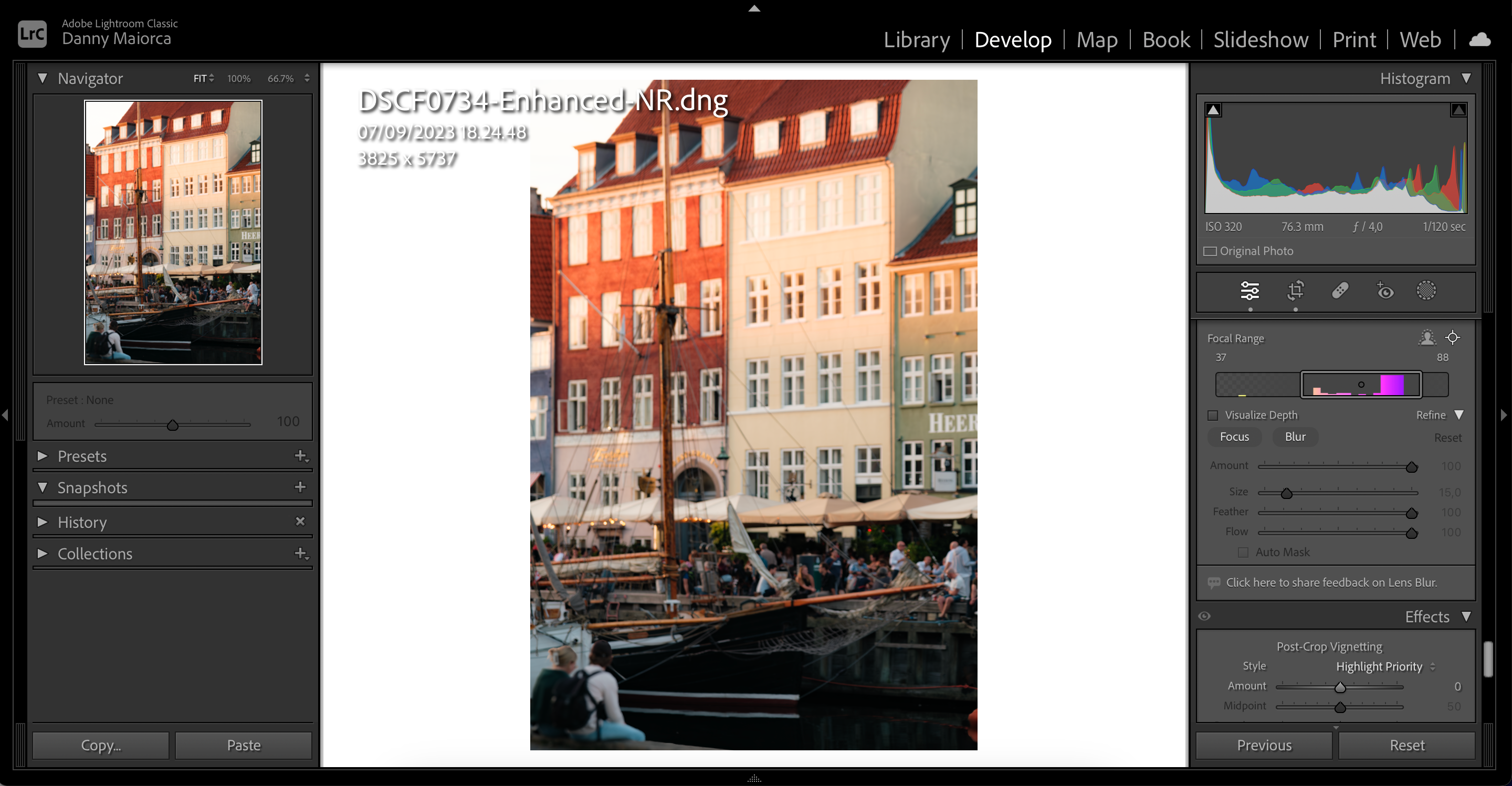 Настройка Focal Range в Lens Blur
