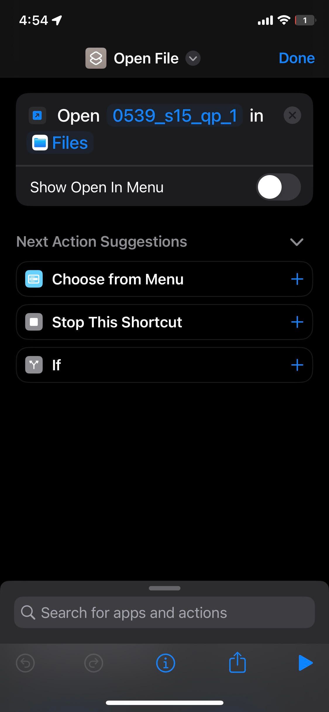 Ваша созданная команда Открыть файл