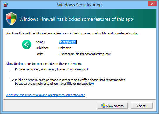 Скриншот интерфейса Filedrop на рабочем столе