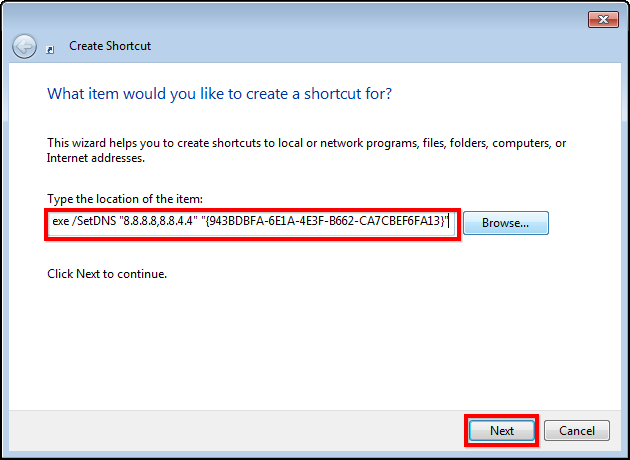 Готовый ярлык для переключения на Google Public DNS