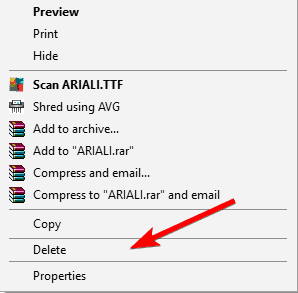 Удаление Arial Narrow