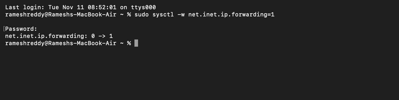 enable ip forwarding