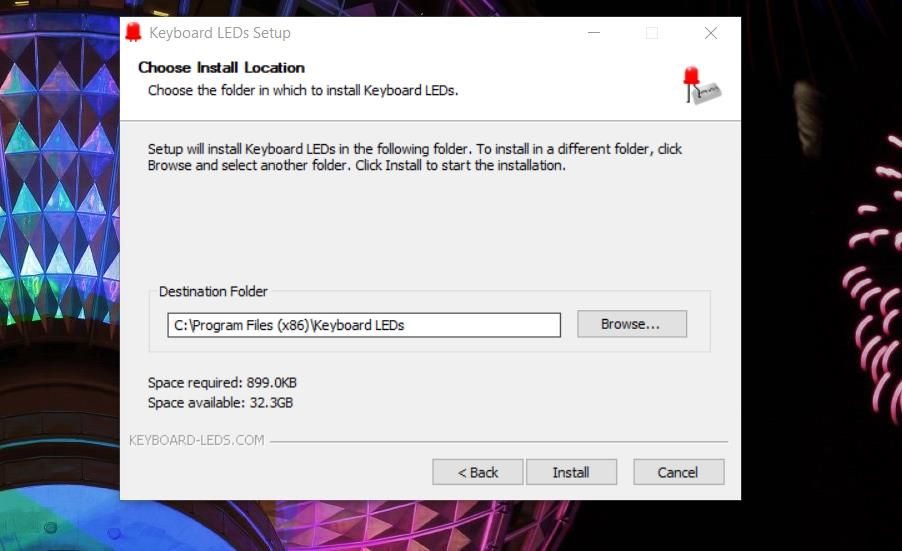 Окно установки Keyboard LEDs