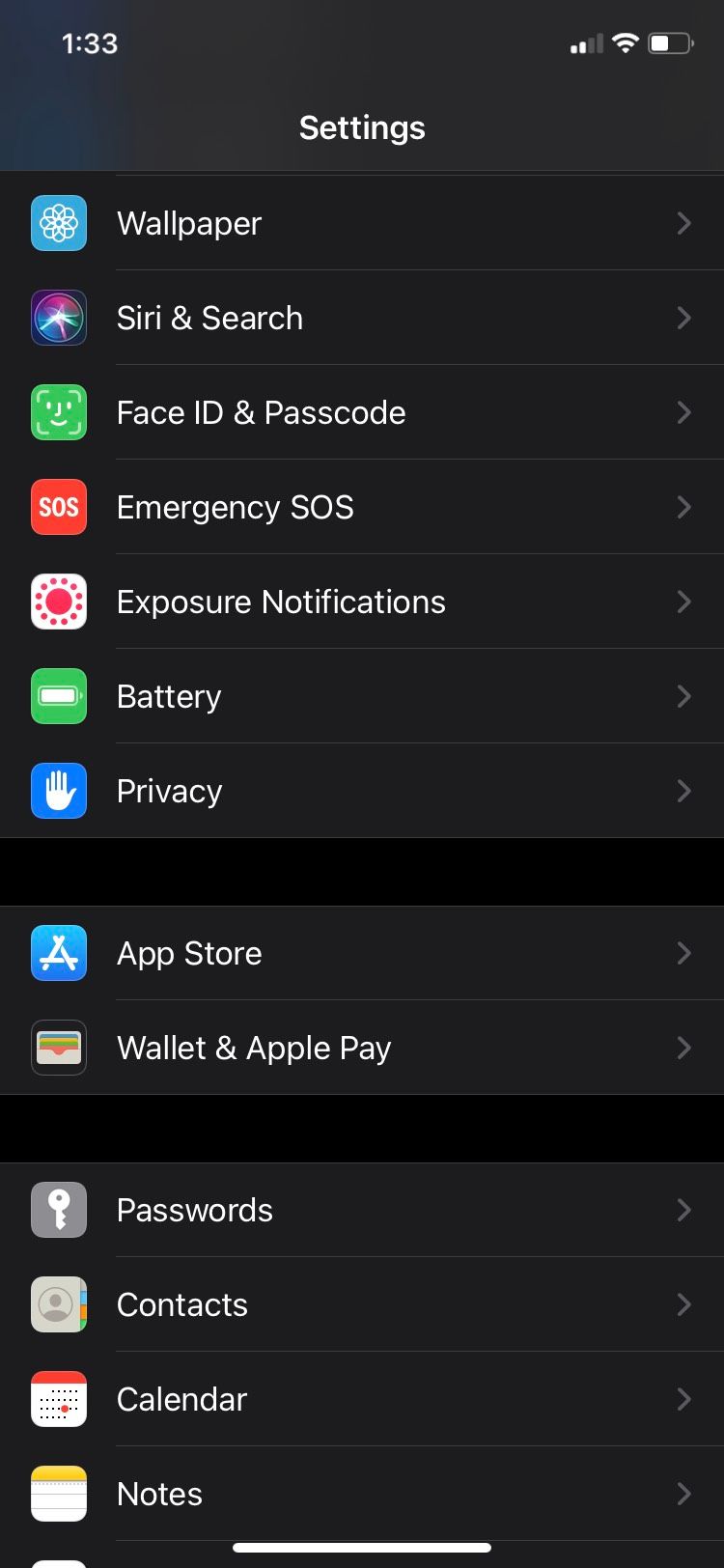 iPhone Settings
