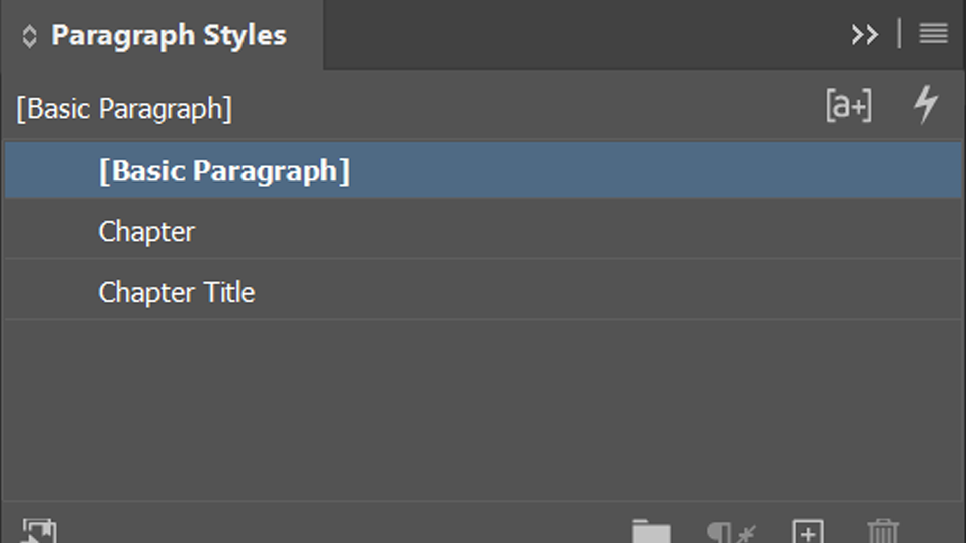 Окно стилей абзацев в InDesign для оглавления