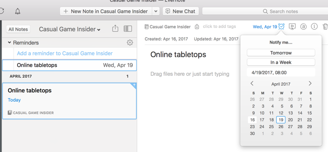 Evernote project management set reminders