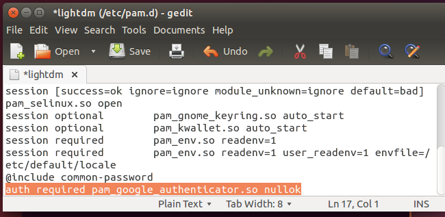 Добавление строки для активации Google Authenticator в PAM
