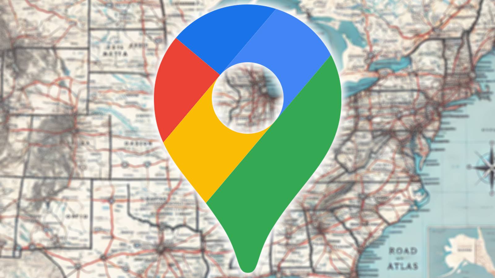 Карта с крупным значком Google Maps