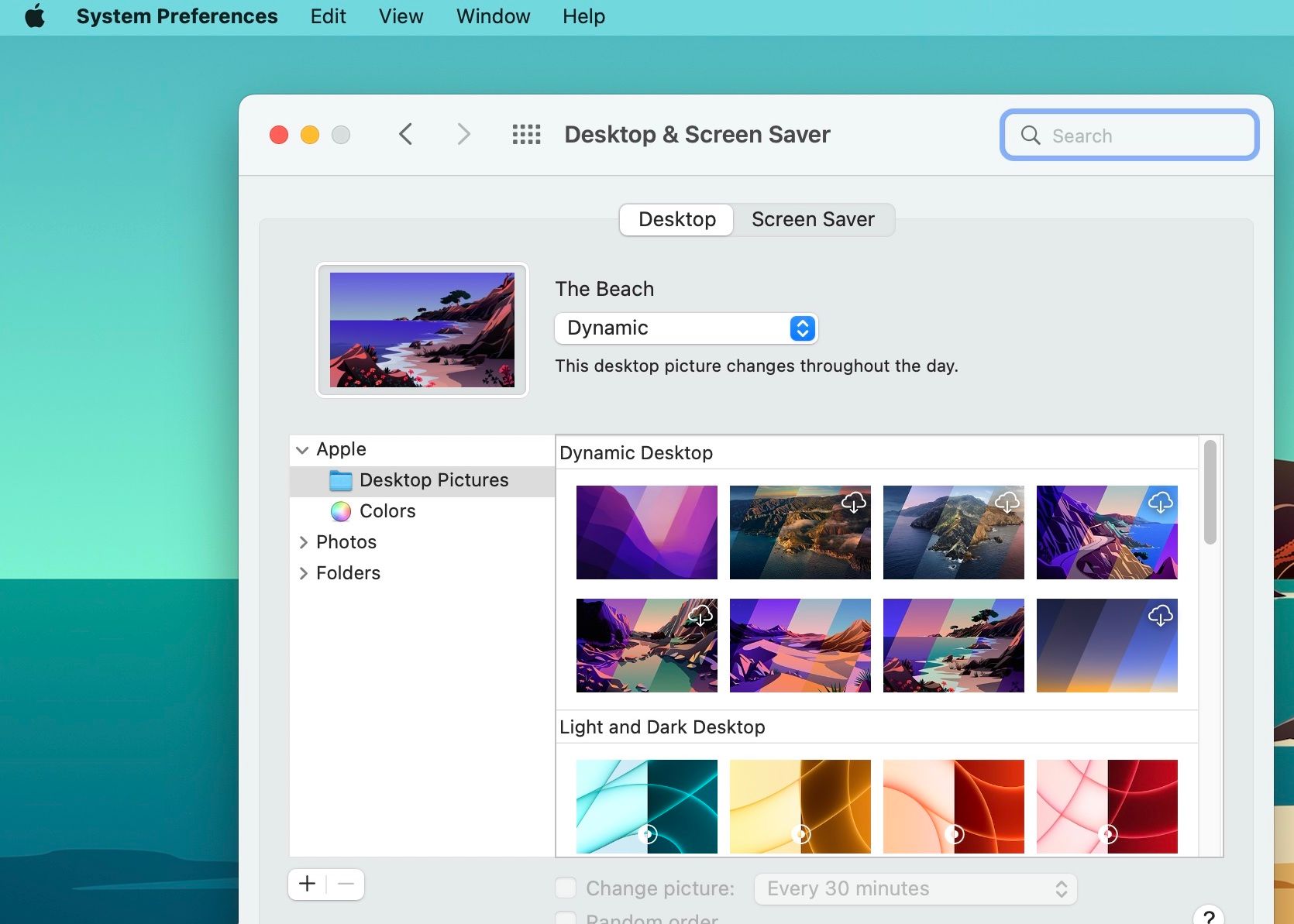 Screenshot of Desktop and Screen Saver Window