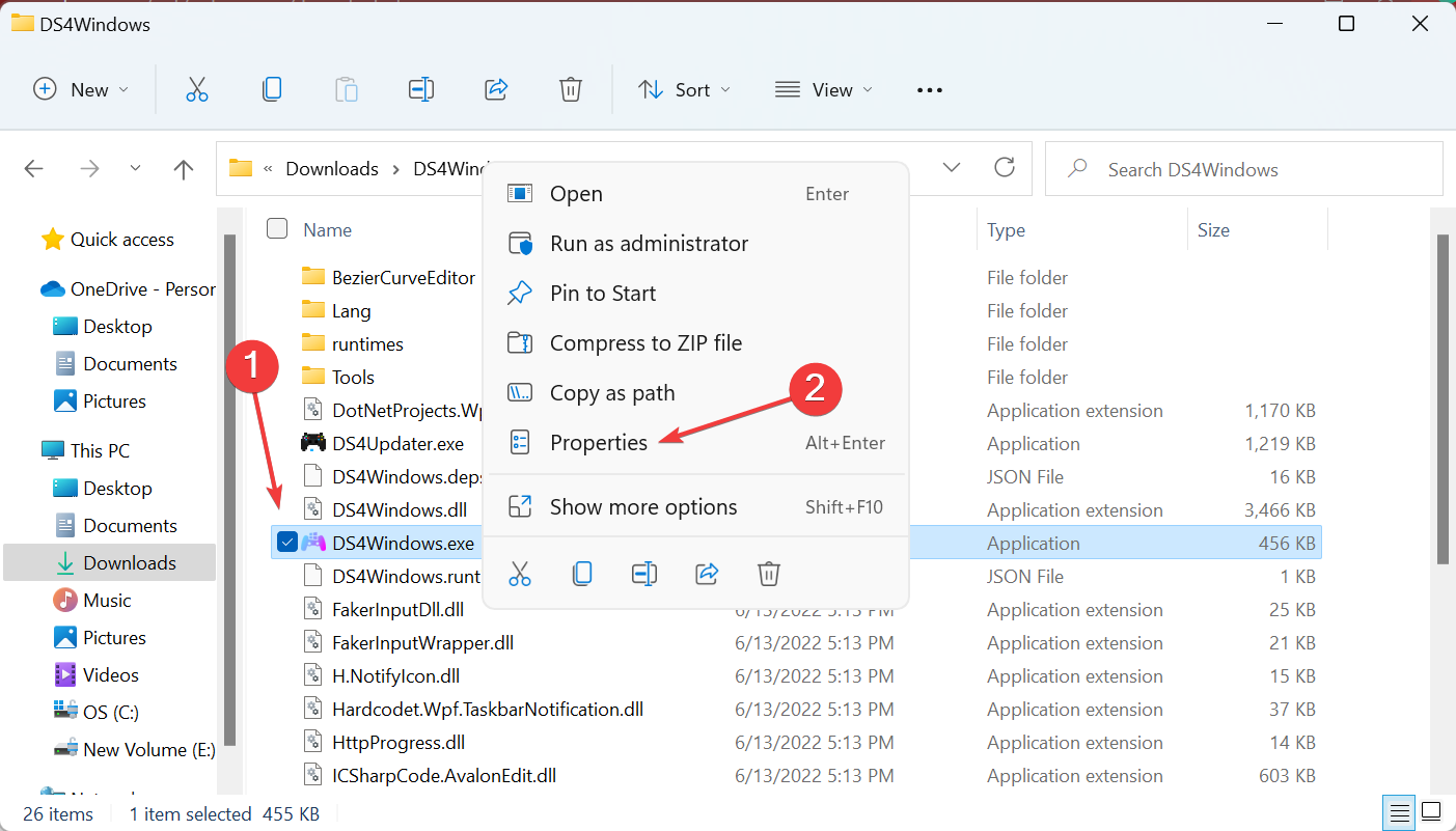 Свойства ярлыка приложения