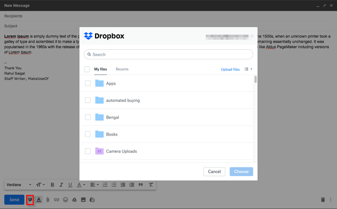 Интерфейс отправки больших файлов через Dropbox