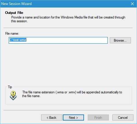 Выбор папки для сохранения записи