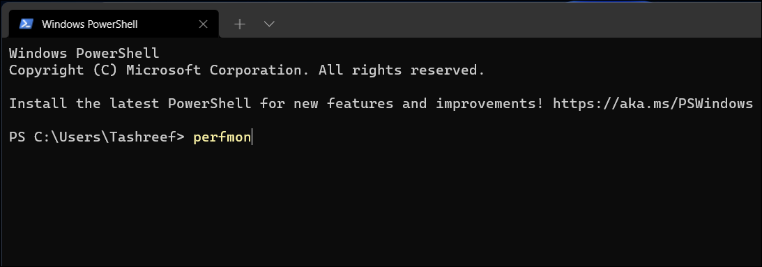 Командная строка или PowerShell с командой Perfmon