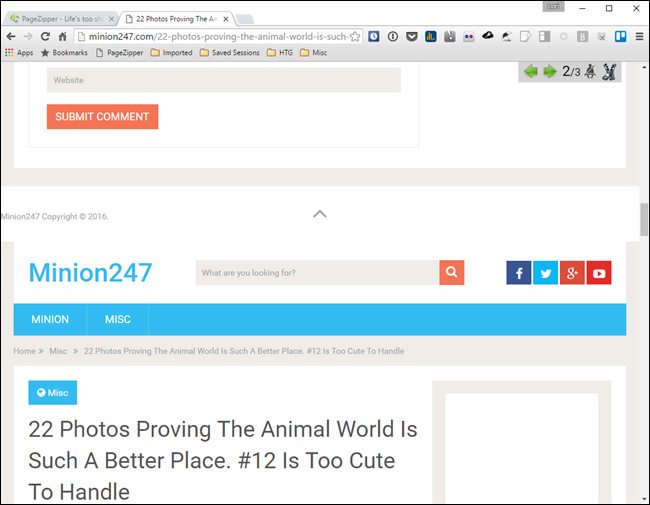 PageZipper автоматически подгружает результаты и объединяет контент в одну длинную страницу