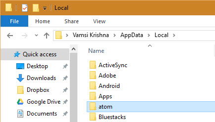 Папка Local в AppData с кешем и данными приложений
