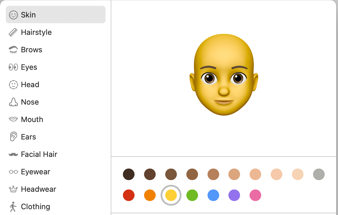 Создание Memoji на Mac
