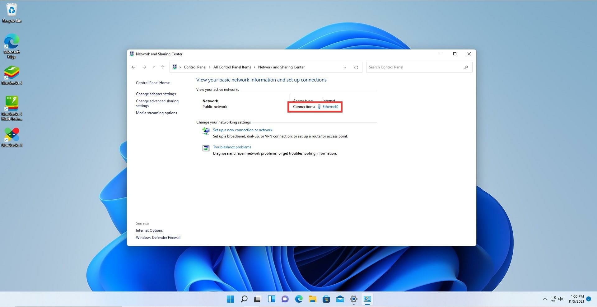 Finestra proprietà connessione Ethernet0