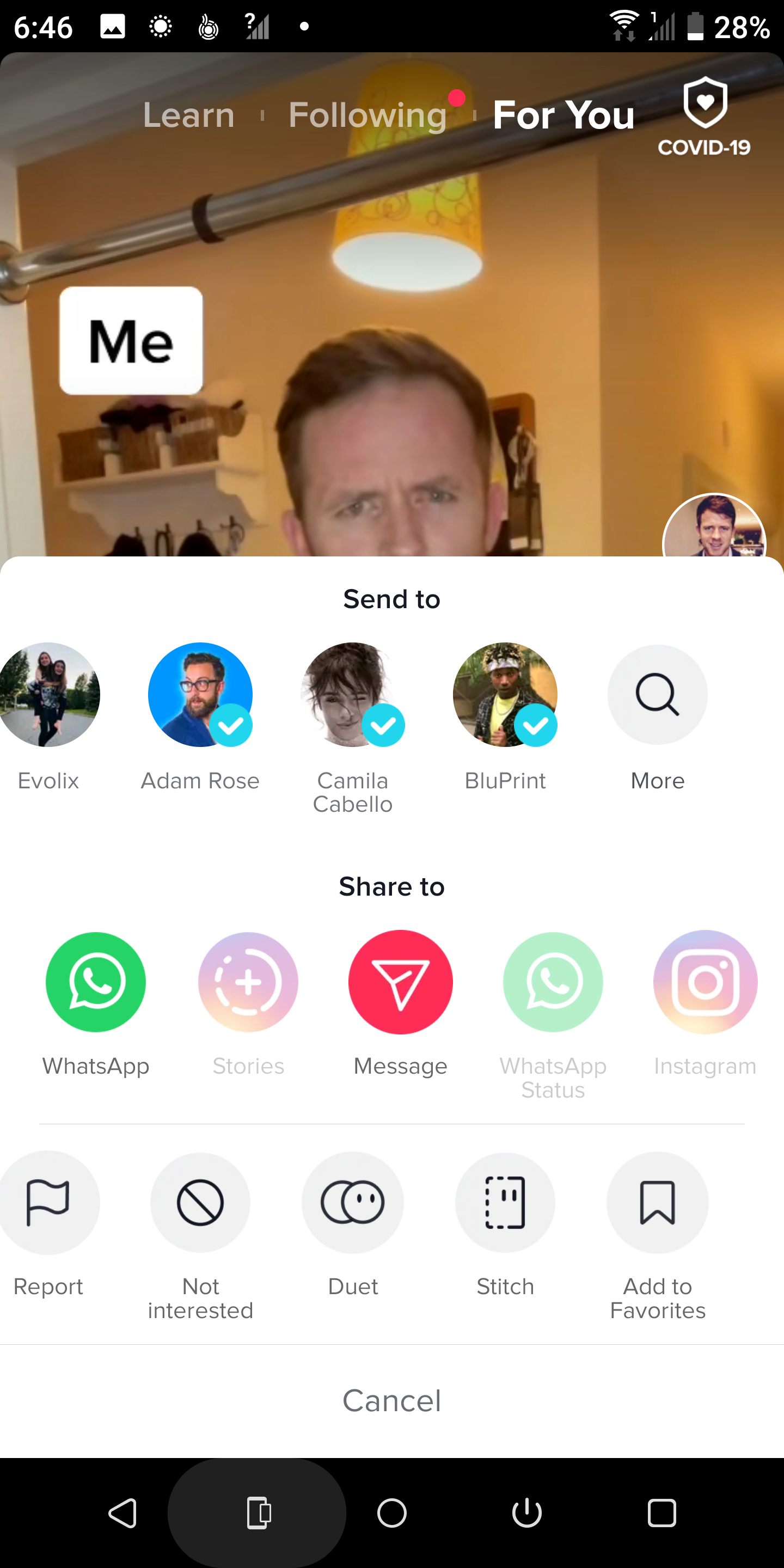 Экран TikTok без кнопки 'Сохранить' — автор запретил загрузку