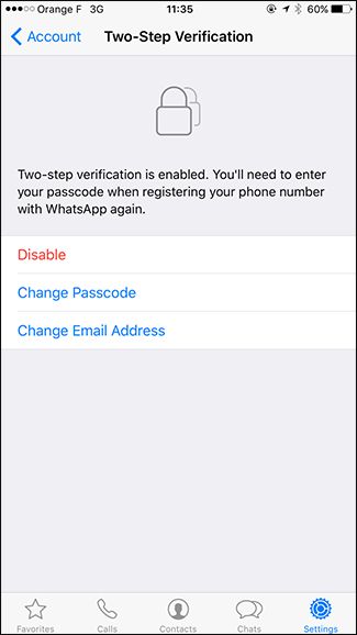 Параметры двухэтапной проверки