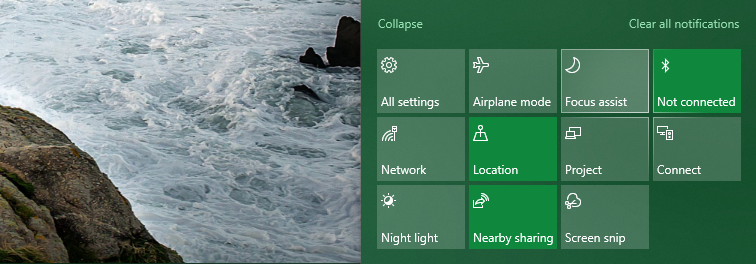 Плитка Фокусировки в Центре уведомлений