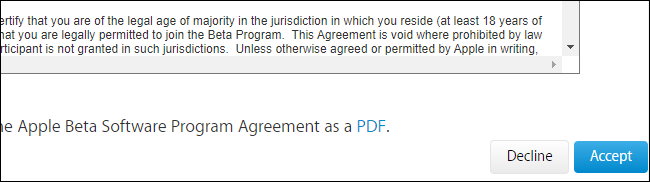 Страница регистрации в Apple Beta Software Program