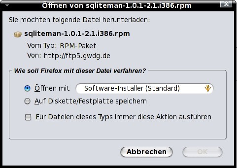 Меню GNOME с установленным приложением sqliteman