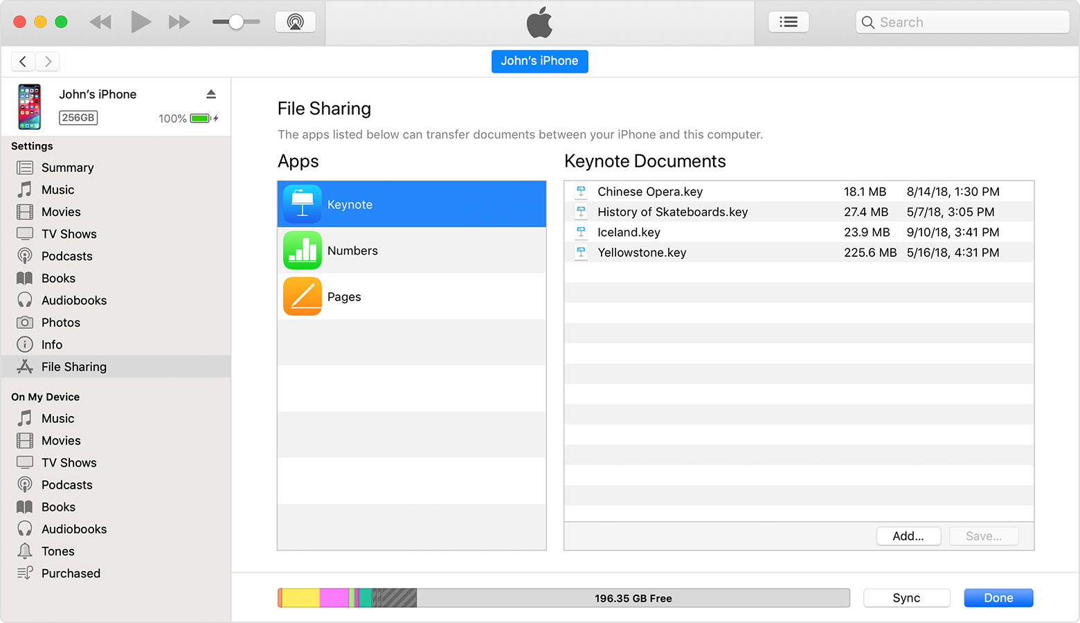 itunes transfer files iphone
